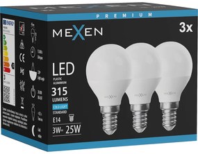 Mexen Nova 3x żarówka LED E14, G45, 3W, Zimna - 6500K, 315 lm - L101-E14-0365-01x03