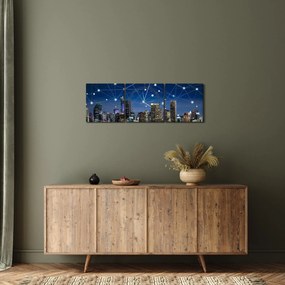 Obraz - Wielkie miasto nocą (z zegarem) (90x30 cm)