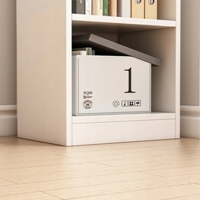 Biała szafka z 7 półkami – 180 x 40 x 30 cm – pionowy stojak na książki, styl minimalistyczny