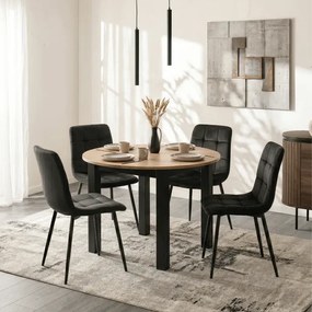 Stół Okrągły Rozkładany HARRY 92-132 cm Dąb Craft/Czarny Loft