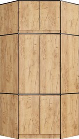 Szafa narożna z nadstawką AKORD S100 Dąb Craft 100 cm 6 drzwi kolor Dąb Craft mat 9 półek 100x50x235 cm