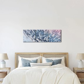 Obraz ośnieżonych drzew (z zegarem) (90x30 cm)