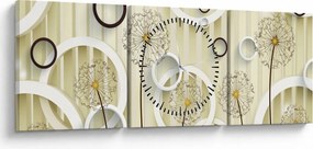 Abstrakcyjny obraz z dmuchawcami (z zegarem) (90x30 cm)