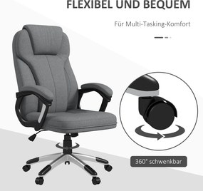 Vinsetto Krzesło biurowe Fotel biurowy Odciążenie stawów regulacja wysokości Funkcja wychylenia 6x75x120cm Szary | Aosom PL