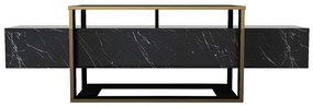 Szafka RTV – 2 wnęki – motyw czarnego i złotego marmuru -COMEBI II