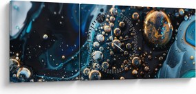 Obraz - Krople atramentu (z zegarem) (90x30 cm)