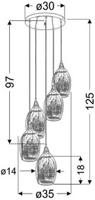 Srebrna szklana lampa wisząca - D147-Nerclo