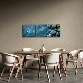 Obraz - Kamienie w kształcie serca (z zegarem) (90x30 cm)