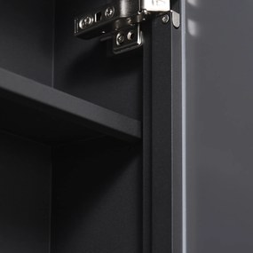 kleankin Szafka łazienkowa z lustrem 3 warstwy Przechowywanie Czarna 40x15x60cm | Aosom PL