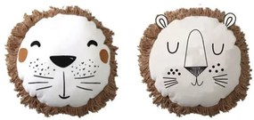 Okrągła poduszka dekoracyjna LION 40 cm, biała - więcej wariantów
