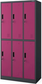 Szafa szkolna 6-skrytkowa Igor 90x45x185 cm antracyt/fuksja