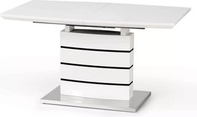 Stół rozkładany prostokątny Nobile 140–180 cm MDF lakierowany biało czarny glamour nowoczesny do jadalni
