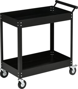 DURHAND Wózek Warsztatowy, 2 Półki, Na Kółkach, Stal, do 150 kg, 84,5 x 38 x 84 cm, Czarny