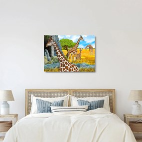 Obraz na szkle - Rodzina żyraf (70x50 cm)