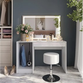 Stół do toalety biały/biały wysoki połysk 119.8x50.1x76 sherry