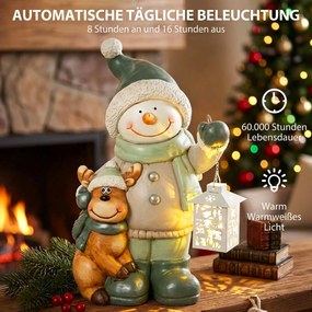 HOMCOM Figurka bałwana 43 cm z MGO z lampionem LED i timerem, do wejścia i przy drzwiach | Aosom PL