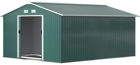 Outsunny Szopa na Narzędzia Ogrodowe, Odporna na Warunki Atmosferyczne, z Oknami Wentylacyjnymi i Drzwiami Przesuwnymi, Stal, Brązowa