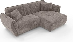 Szarobrązowy narożnik z tkaniny szenilowej (prawostronny/z szezlongiem) Nelia – Ropez