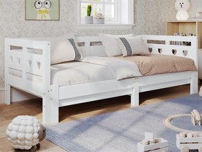 łóżko piętrowe z litego drewna sosnowego - 90(180)x200cm - z stelażem na listwach - Białe