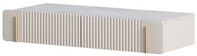 Toaletka Malmi 100 cm wisząca z szufladami - kaszmir / crema bianca / złoty