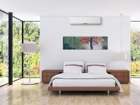 Obraz samotnego czerwonego drzewa (170x50 cm)