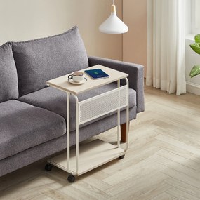 Stolik pomocniczy na kółkach MIREZO 55x33cm, beżowy