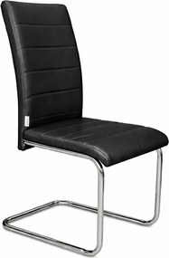 Krzesło Lotus na płozach chromowanych czarna eco skóra – nowoczesne, wygodne