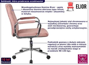 Różowy welurowy fotel do biurka - Janello