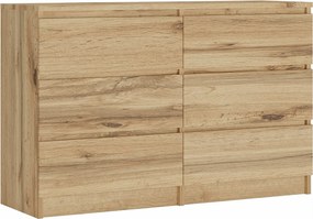 Komoda z 6 szufladami: Dąb Wotan, 120 x 39 x 79 cm