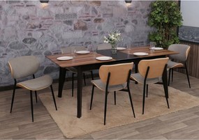 Krzesło do jadalni MCW-O45 (zestaw 6 sztuk), naturalny, jasnoszary