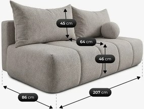 Sofa z Funkcją Spania SARIA Jasnoszara Szenil Nowoczesna