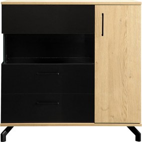 Komoda Madison MD11 z szufladą 90 cm - czarny / dąb biszkoptowy