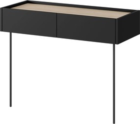 Toaletka Desin 100 cm z szufladami i metalowymi nogami - czarny mat / dąb nagano