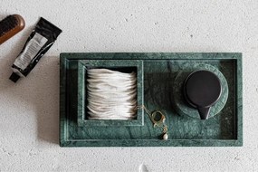 Ciemnozielony marmurowy organizer łazienkowy na waciki Marble – Mette Ditmer Denmark