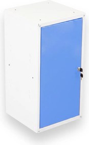 Szafka ubraniowa z schowkami zamykanymi 700 x 350 x 350 mm, zamek cylindryczny, niebieskie drzwi