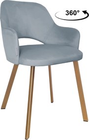 Krzesło Milano tkanina Welur noga metalowa : Kolor nogi - Złota profil, Kolor tkaniny - VELVET - BL06, Typ siedziska - Siedzisko obrotowe 360°
