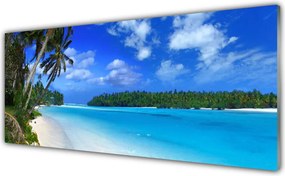 Szkło do Kuchni na Ścianę Egzotyczna Plaża Pod Palmami