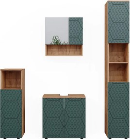 Zestaw mebli łazienkowych zielony/złoty dąb 80x41x58.6 irma