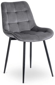 Zestaw Stół Okrągły Rozkładany HARRY 102-142 cm Dąb Craft/Czarny i 6 Krzeseł Tapicerowanych CHRIS Szare Nowoczesne