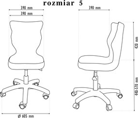 Krzesło szkolne z regulacją wysokości Twist bez podłokietników rozmiar 4-6, podstawa czarna