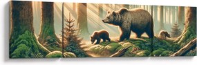 Obraz - Niedźwiedzie w lesie (170x50 cm)