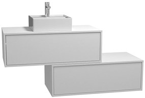 Szafka łazienkowa wisząca biała z umywalką i dwoma szufladami - 94 cm - TEANA II