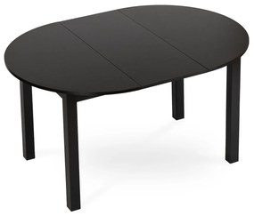 Zestaw Stół Okrągły Rozkładany HARRY 102-142 cm Czarny i 4 Krzesła Tapicerowane RICK Bordowe Nowoczesne Loft
