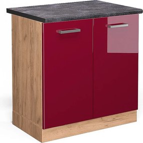 Szafka pod zlew czerwony połysk 80x60x81.6 r-line
