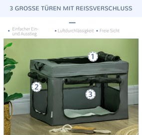 PawHut Skrzynka transportowa dla psa z uchwytami Torba podróżna 60x42x42cm Szara | Aosom PL