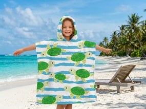 Dziecięce ponczo TURTLES zielone 60x120 cm