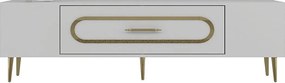 Stojak pod TV – 150 cm x 48,2 cm x 29,6 cm – Biały i złoty – Melamina