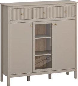 Nowoczesna komoda z witryną w kolorze taupe H7-F75