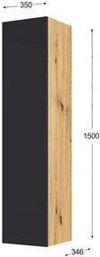 Modułowy regał ścienny dąb artisan + czarny - Herria 4X