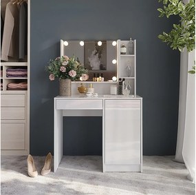 Stół toaletowy biały/biały wysoki połysk 89.8x50.1x76 sherry